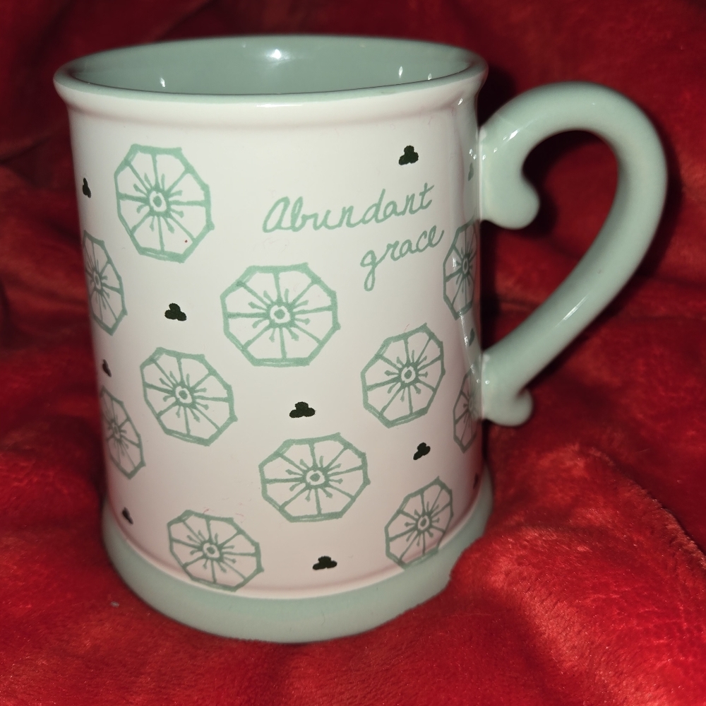 Mary & Martha Abundant Grace tea Coffee Mug Cup Mint Green